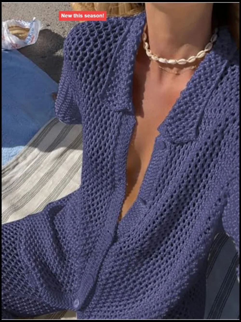 Sexy Hollow Out Swimsuit Cover Up Sets 2 Piece Beach Outfit Button Up Top &